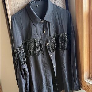 Women’s Black Fringe Shirt